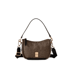 Borbonese Cahier Hobo Small Op Naturale/Black - STANGA Pelletteria