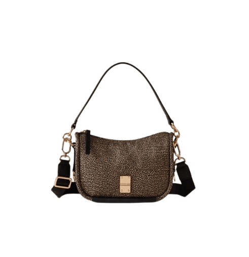 Borbonese Cahier Hobo Small Op Naturale/Black - STANGA Pelletteria