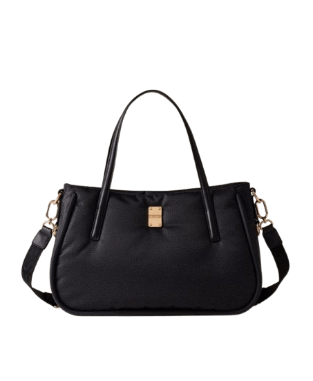 Borbonese Cahier Shopper Medium Dark Black - STANGA Pelletteria