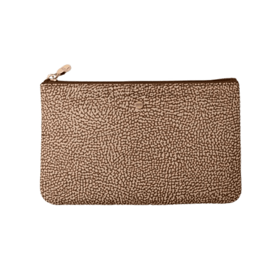 Borbonese Classica Flat Pouch Grande Beige/Marrone - STANGA Pelletteria