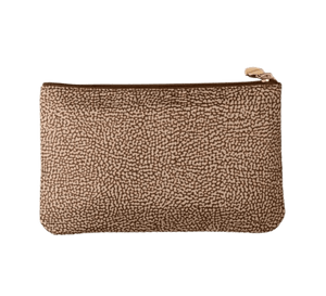 Borbonese Classica Flat Pouch Grande Beige/Marrone - STANGA Pelletteria