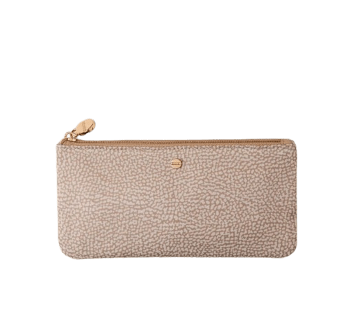 Borbonese Classica Flat Pouch Piccola Sabbia - STANGA Pelletteria