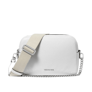 Michael Kors Camera bag a tracolla Bryant media in pelle martellata Bianco Ottico - STANGA Pelletteria