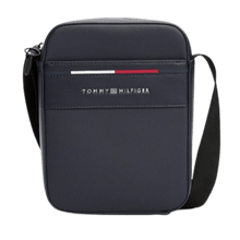 Carica l&#39;immagine nel visualizzatore di Gallery, Tommy Hilfiger Borsa reporter Signature con tracolla Space Blue - STANGA Pelletteria
